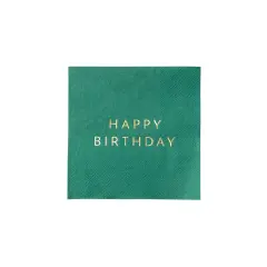 EMERALD GREEN SIGNATURE HAPPY BIRTHDAY COCKTAIL NAPKINS