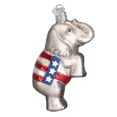 Old World Christmas 4.0 Inch Republican Elephant Patriotic Tree Ornament , Ornament American Flag Multicolored