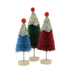 Bethany Lowe 9.25 In Sprinkled Bottle Brush Trees Christmas Decorative Tree Set , Christmas Decor Cupcake St/3 Multicolored