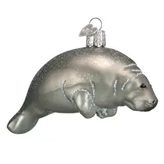 Old World Christmas 2.5 Inch Manatee Tree Ornament , Ornament Sea Ocean Mammal Fish Gray