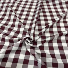 1 Yard Buffalo Check Polyester Poplin Fabric 60" Wide for Tablecloths, Drapes & Decor Burgundy