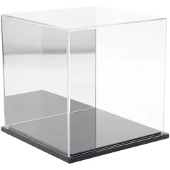 Plymor Clear Acrylic Display Case, 8" x 8" x 8" Black (Mirrored)