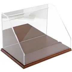 Plymor Clear Acrylic Slanted Front Display Case, 12" W x 8" D x 8" H Hardwood (Mirrored)