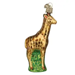 Old World Christmas 5.0 Inch Baby Giraffe Tree Ornament , African Long Neck Glittered Yellow