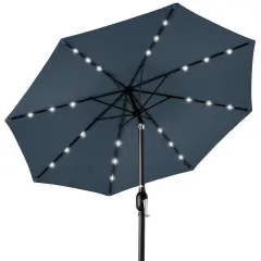 Best Choice Products 10ft Solar LED Lighted Patio Umbrella w/ Tilt Adjustment, UV-Resistant Fabric Slate Blue