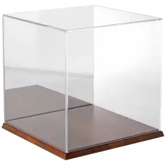 Plymor Clear Acrylic Display Case, 12" x 12" x 12" Hardwood (Mirrored)