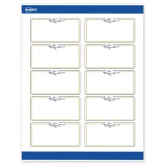 Avery Printable Rectangle Labels, Gold & Navy Border with Florals, 2" x 4", Matte White Rectangle Labels, Permanent, Laser/Inkjet, 100ct, Great for Product Labels