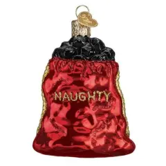 Old World Christmas 3.25 In Bag Of Coal Christmas Tree Ornament , Naughty Red
