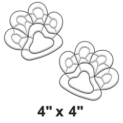 4" X 4" Exquisite Clear Glass Paw Prints Bevel Cluster EC190