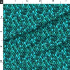 Various Fabrics by the Yard or Fat Quarter Dark Teal Green Mermaid Scales Siren Fish Scale Folklore Aquatic Custom Printed Fabric by Spoonflower