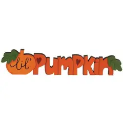 "Lil&rsquo; Pumpkin Wooden Word Sitter Freestanding Fall D&eacute;cor Sign with Heart Accents