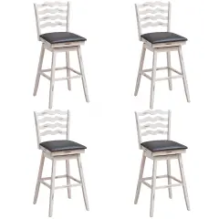 Costway Set of 4 Swivel Bar Stools Bar Height UpholsteredFaux Leather Dining Chairs