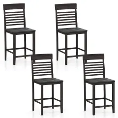 Costway Counter-Height Dining Chair Set of 2/4 with Footrests Solid Wood Frame Modern
