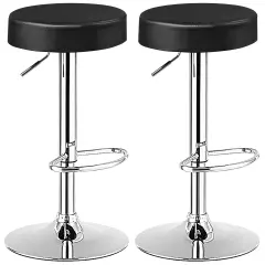 Costway Set of 2 Round Bar Stool Adjustable Swivel Pub Chair w/ Footrest White\Red\Black