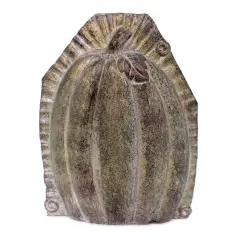 K & K Interiors 8.5 Inch Pumpkin Tabletop Mold Lg Halloween Figurine , Halloween Decor Thanksgiving Figurine Silver