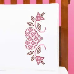 HerrschnersLove's Heart Pillowcase Pair Stamped Cross-Stitch Multi