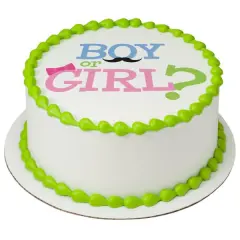 Burn away cake, gender reveal edible cake topper, 1 sugar sheet with hidden message (It's a Boy, or It's a Girl) and 1 wafer paper with Boy or a Girl