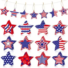 24 Pcs Independence Day Hanging Ornaments Red White Blue Star Ornament