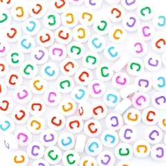 300Pcs Round Letter Beads C 4X7mm Individual Alphabet Beads for Friendship Bracelets Making