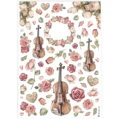Stamperia Rice Paper Sheet A4-Violins And Roses
