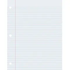 Composition Paper, White, 3-Hole Punched, Red Margin, 9/32" Ruled, 8-1/2" x 11", 500 Sheets