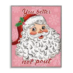Stupell Industries Vintage Santa Phrase over Pink Framed Giclee By Arrolynn Weiderhold