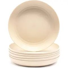 6-Pack Wheat Straw Plates 8.75" Unbreakable Dishwasher & Microwave Safe Eco-Friendly Tableware, Beige Brown