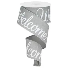2.5" Welcome Royal Ribbon: Light Grey (10 Yards)