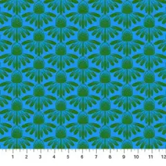 Blue Echinacea Indelible by Anna Maria for Northcott Cotton 44"/45" Fabric Per Yard