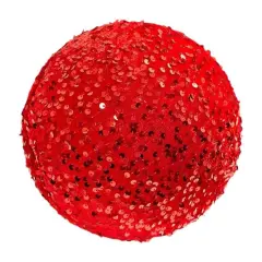 8" Sequin Ball Ornament: Red