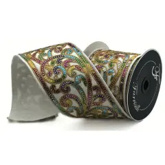 4" Carnaval Plumes Ribbon: White (5 Yards)