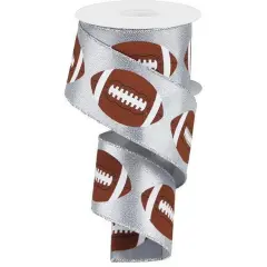 2.5" Football Ribbon: Metallic Silver (10 Yards)