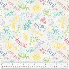 White Ivory Noteworthy Aspirations 44"/45 Fabric Per Yard