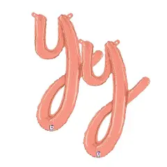Betallic&reg; 24 inch Script Letter Y Rose Gold Air Fill Only Balloon