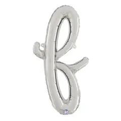 24 Inch Script Letter F Silver Air Fill Only Balloon