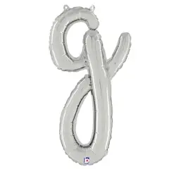 24 Inch Script Letter G Silver Air Fill Only Balloon