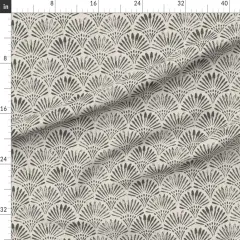 Various Fabrics by the Yard or Fat Quarter Art Deco Scallop Black Tan Geometric Arches Boho Weathered Block Print 1920S Custom Printed Fabric by Spoonflower