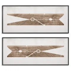 Stupell Industries Minimal Laundry Clothespins Framed Giclee Art Black Frame