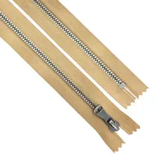 5MM Closed Bottom Zipper Beige Tape Antique Nickel Teeth 7 Inche
