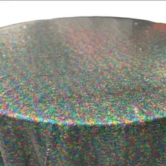 1 Yard Glitz Sequin Tablecloth 108 Inch Round Sparkling Polyester for Weddings and Events Rainbow