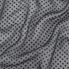 1 Yard Black Iris Luminous Burnout Polka Dot Chiffon Silk Gown Fabric 50 Inch Width