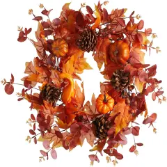 18 Inch Fall Wreath - Pumpkin