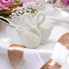 Ceramic Swan Couple Salt & Pepper Shakers, Wedding D&eacute;cor or Gift, Wedding Favor, Anniversary D&eacute;cor or Gift, Home D&eacute;cor, Kitchen D&eacute;cor