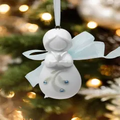 Ceramic Little Angel with Peace Dove Christmas Tree Ornament, Home D&eacute;cor, Religious D&eacute;cor, Religious Gift, Church D&eacute;cor, Baptism Gift