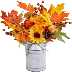 Fall Floral Arrangement in Vintage Can