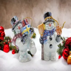 Ceramic Snowman with Gifts and Squirrel Ornaments, Home D&eacute;cor, Gift for Her, Mom, Christmas tree D&eacute;cor