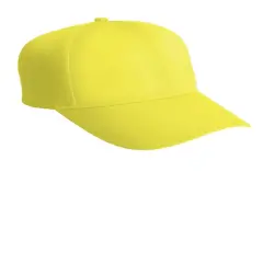 Port Authority&reg; Solid Enhanced Visibility Cap, Fluorescent Polyester Cap with Hook and Loop Closure Safety Yellow