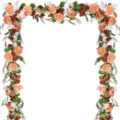 2Pcs Artificial Peony Flower Garland - 6ft/Strand - Orange