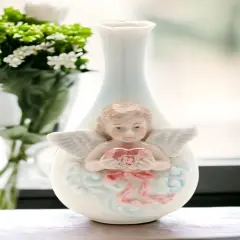 Ceramic Cherub Angel Bud Vase, Religious D&eacute;cor, Religious Gift, Church D&eacute;cor, Church Gift, Baptism Gift, Vanity Decor, Vintage Decor