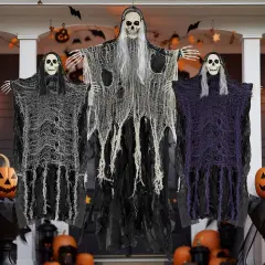 Set of 3 Scary Hanging Ghosts,Halloween Grim Reaper Skeleton